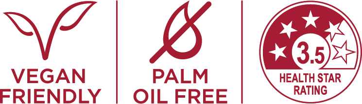 Vegan Friendly, Palm Oil Free, 3.5 Star Health Rating